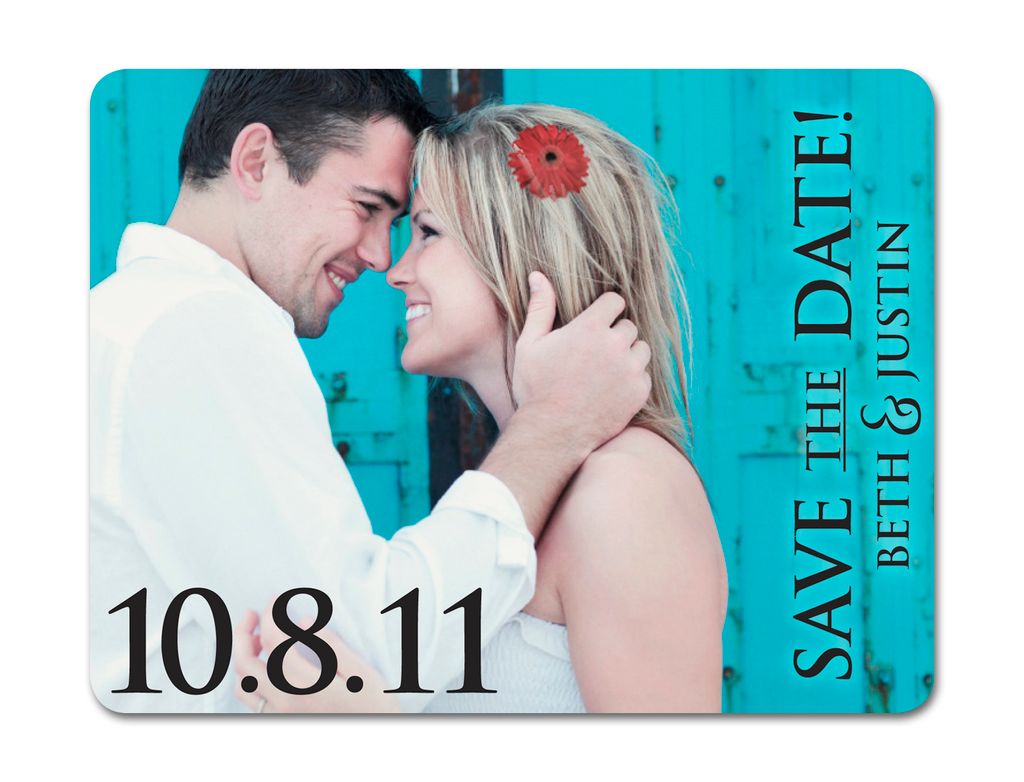 Save-the-date magnet with rounded corners