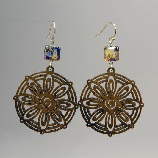 Walnut Wood Earrings with Ceramic Bead - We have a