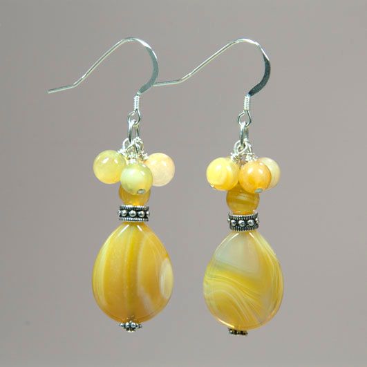 Yellow Botswana Agate Stone Earrings - Find semi-p