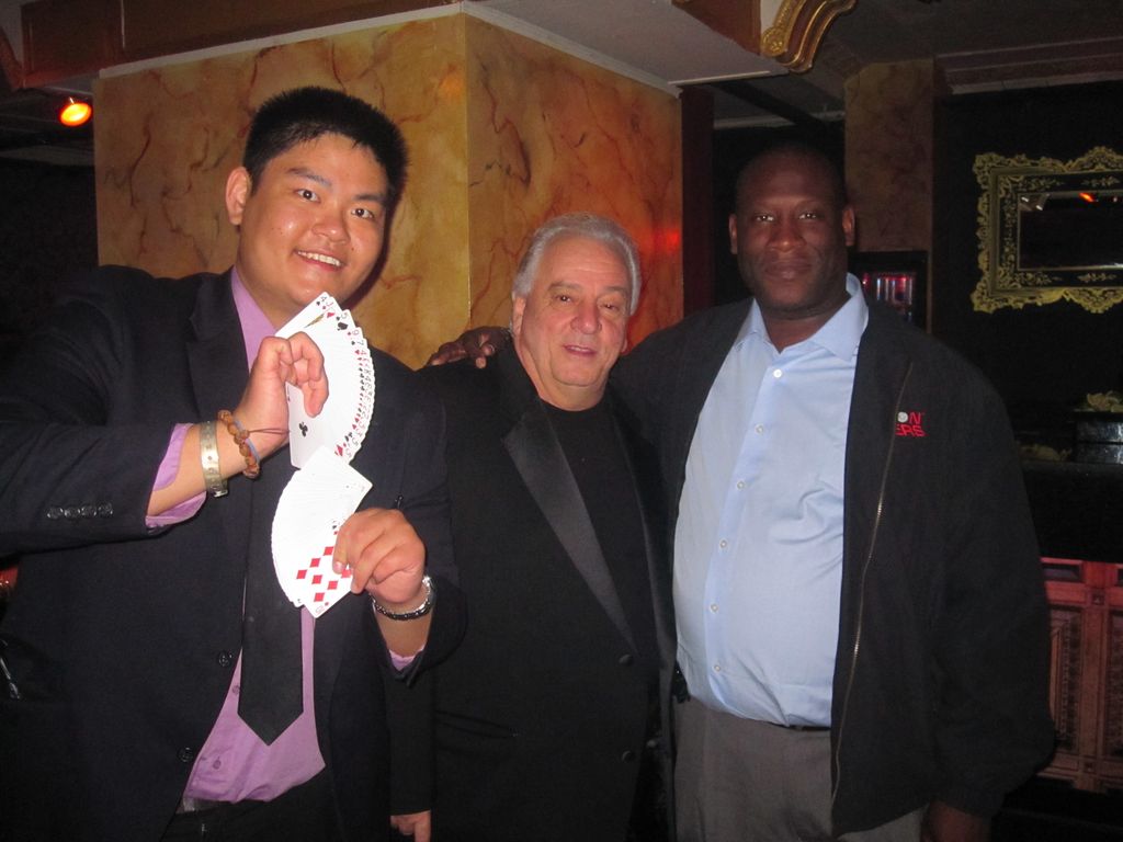 Magicians orion and Darren with a cast member from