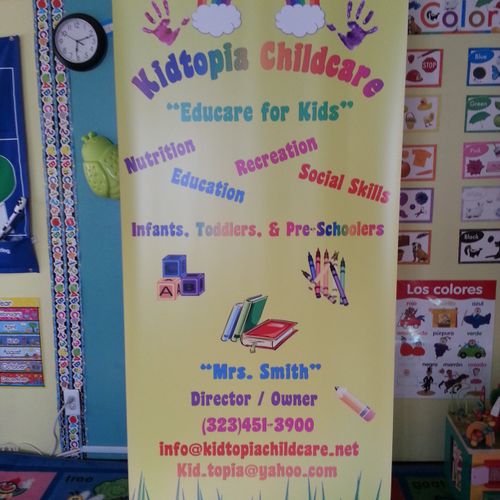 Retractable banner for Kidtopia Childcare designed