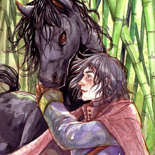 Man and horse - commission, watercolour, 2009