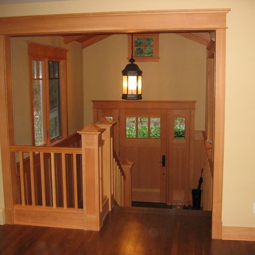 The entry from above pictures with fir paneling, s