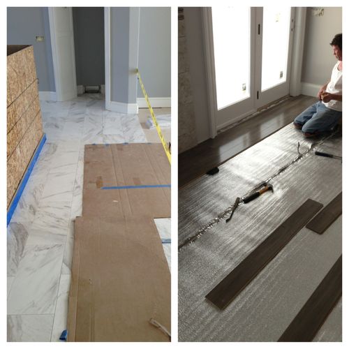 Marble and laminate being installed
