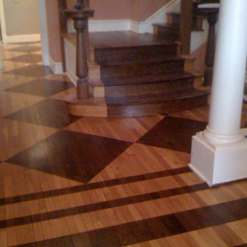 Checker pattern flooring which is tied into the st