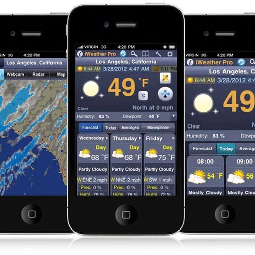 iWeather Complete Pro Application developed on iOS