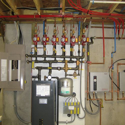 Zoned electric boiler system that we installed.