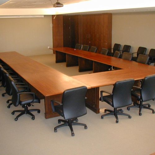 Conference table refinished ON LOCATION.