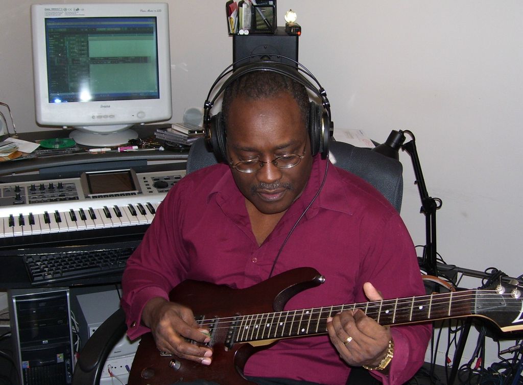 Michael Bell laying down some tracks in the studio