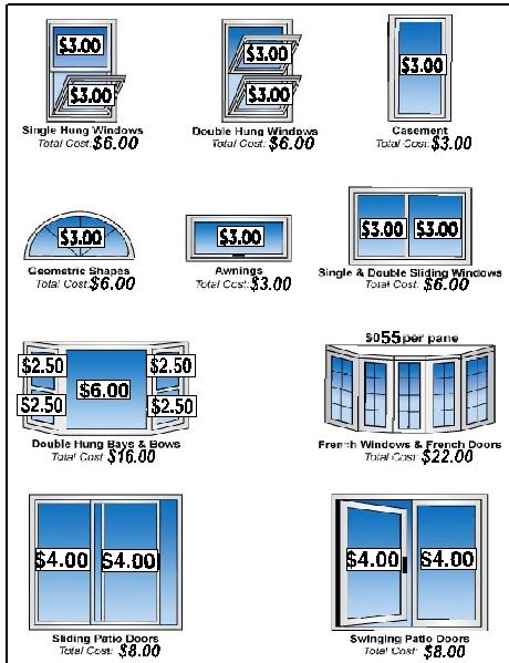 Per window rates are for single story outside clea