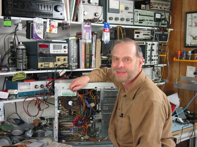 Sitting at my electronics workbench fixing a compu