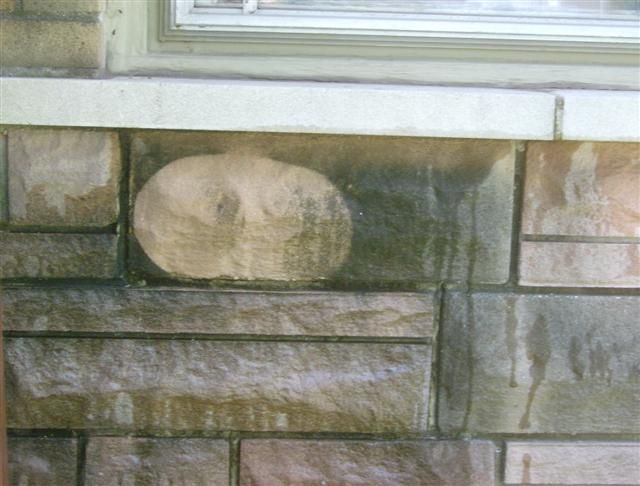 Sandstone, cleaned with no damage to surrounding l