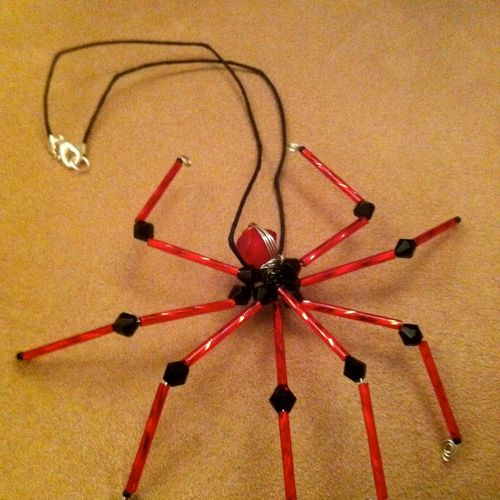 I Hand crafted red spider is made with czech glass