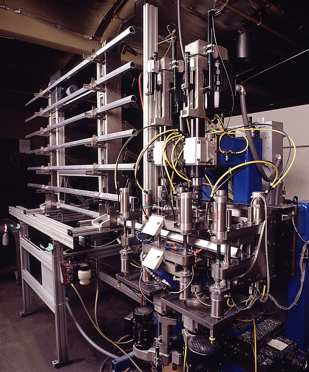Side view of custom bar drilling machine.
