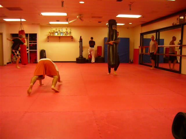 Sensei Jeremey coaching a kickboxing class at Glob