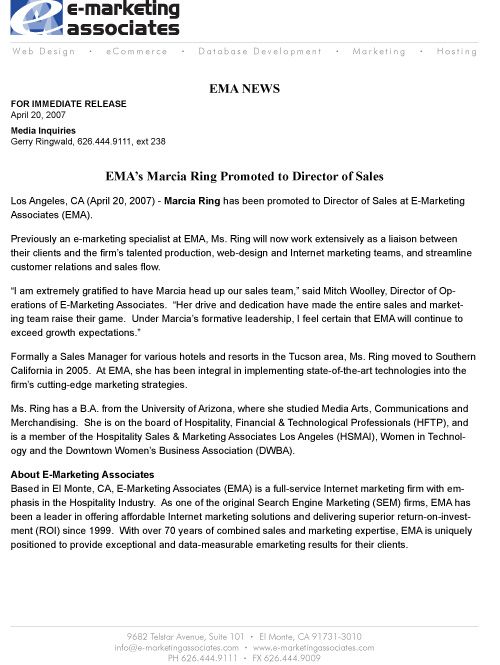Press release sample.