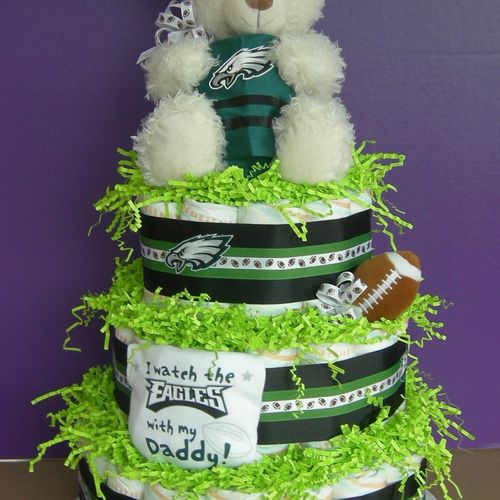 Eagles fan diaper cake
