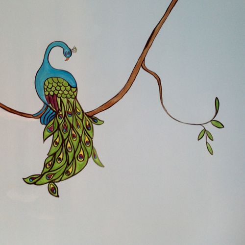 Peacock in Nursery Mural