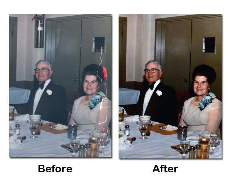 Photo Restoration, before and after. Notice the fi