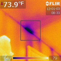 Water leakage/moisture detected with the infrared 