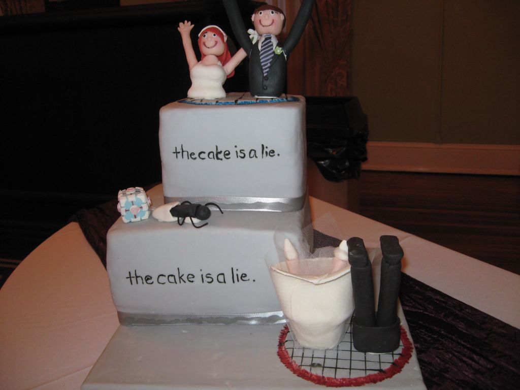 "The cake is a lie" groomsman's cake