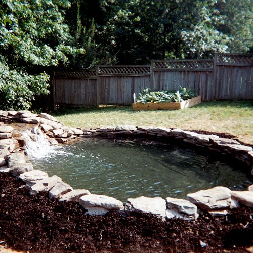 A recently completed pond (15' x 17') 4 feet deep.
