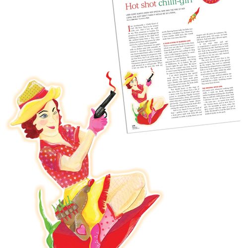 Hot Shot Chili Girl. Editorial Print Illustration