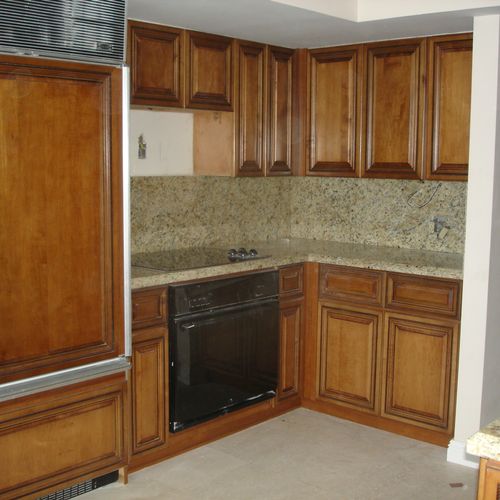 A refaced Kitchen with hardwood doors