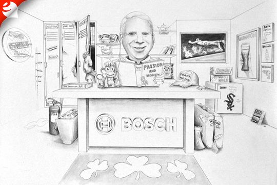 Pencil on bristol board caricature for president o