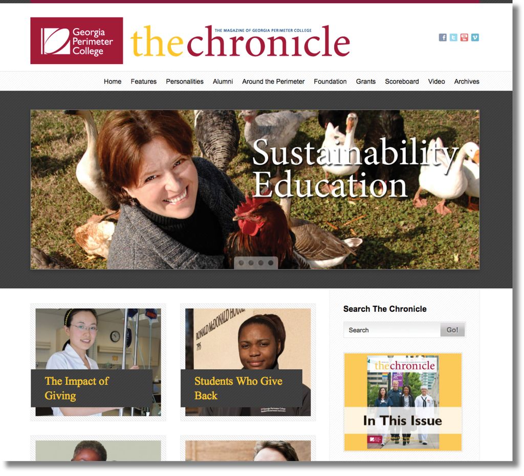 Online layout of GPC's The Chronicle.