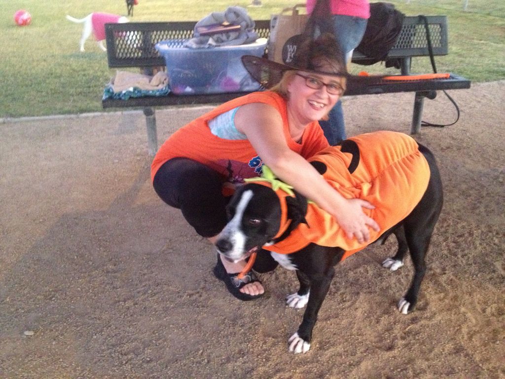 My baby boy Toby and I on Halloween at the dog par