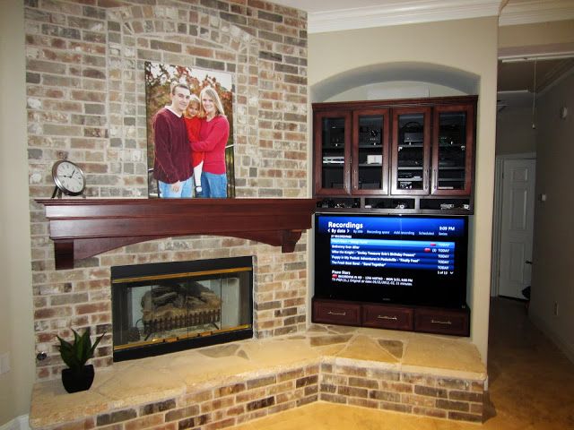 A new mantel and media center to match the kitchen