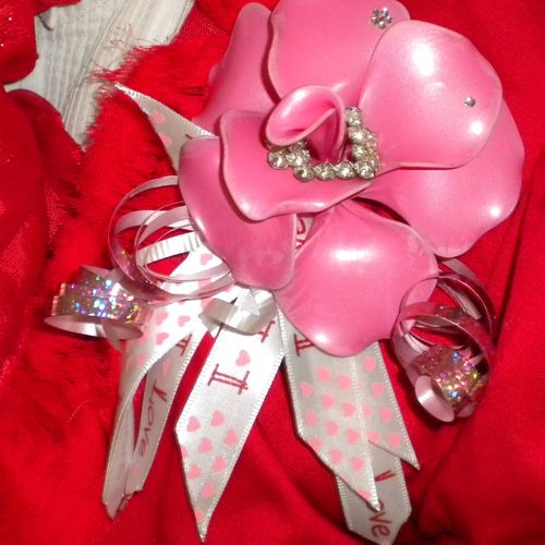 Pink Rose balloon flower corsage