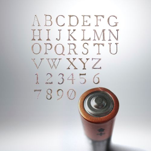 Typeface I created out of hundreds of batteries