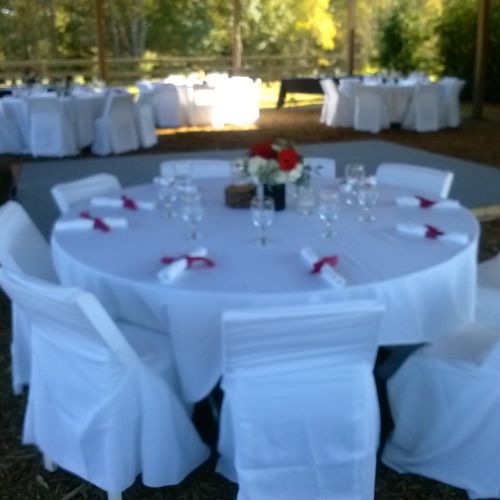 Tables, Chairs, Linens, Chair Covers and More!