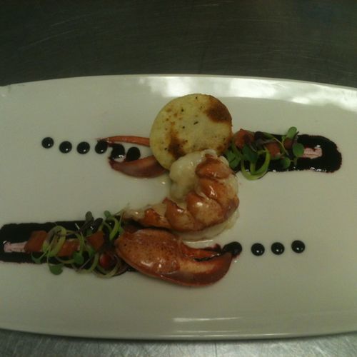 Butter Poached Lobster with a Beet Glaze Reduction