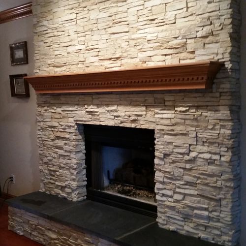Stacked Stone Fireplace refacing
