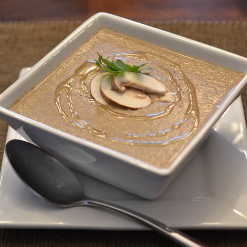 Forest Mushroom Soup with White Truffle Oil.