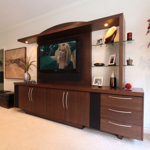 This entertainment center tastefully hides all of 