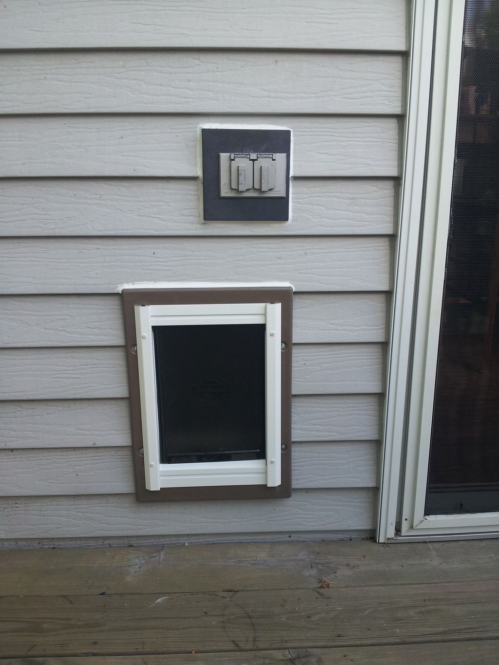 Pet door installation.