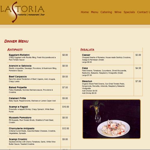 http://www.lastoriatrattoria.com/ - Restaurant Web
