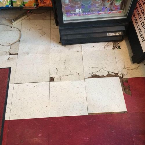 This is the before floor at a Pretzel Boys Locatio