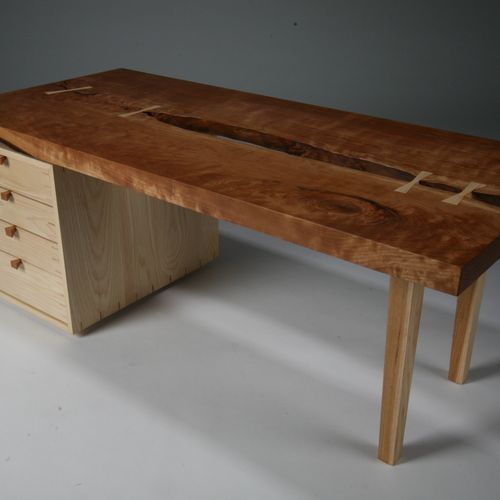 Mended Seam coffee table. Cherry and hickory.
