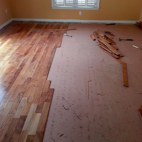 hardwood that is being taken up and reused so that