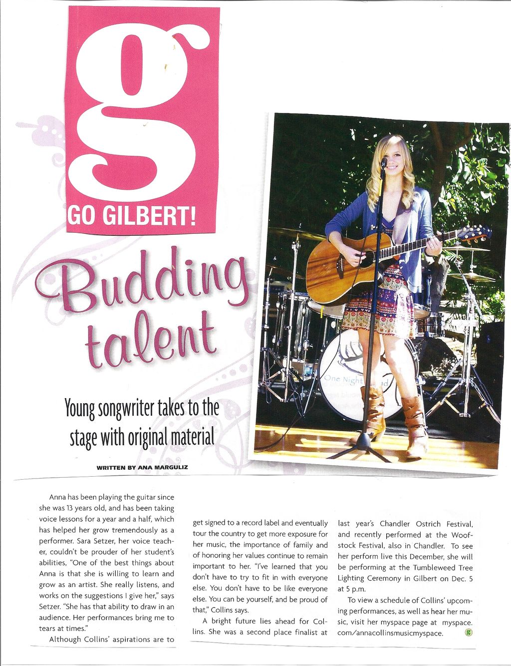 Anna Collins was featured in gogilbert magazine an