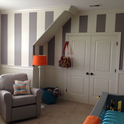A nursery we painted and striped in Hernando.