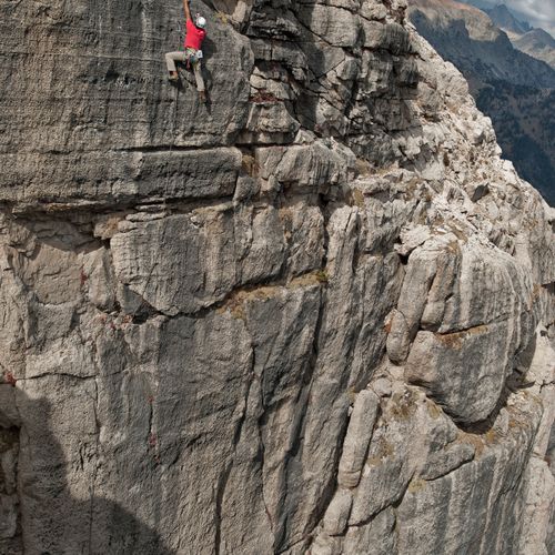 Rock climbing high above Jackson Hole Resort