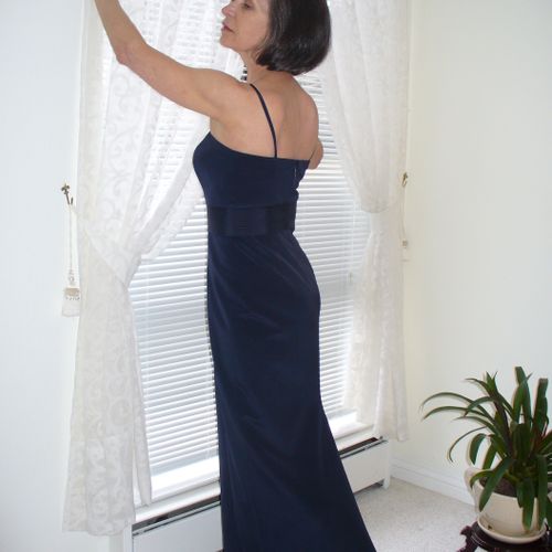 Navy 4-ply silk gown which I copied 
from Chanel. 