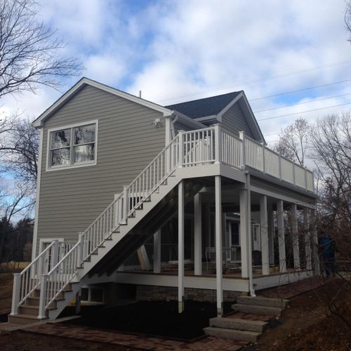 Completed deck, stairs, and addition.