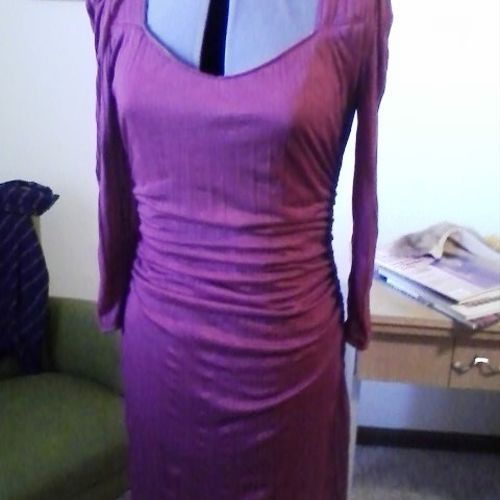 Lined, knit dress, custom fit.